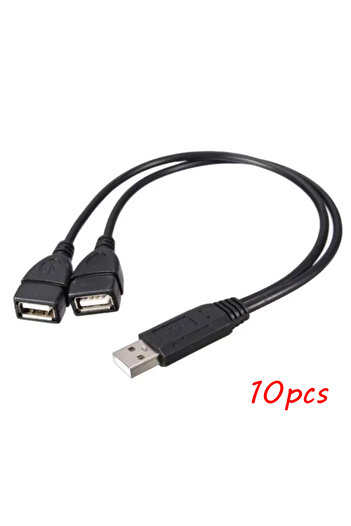 Choice 10 قطع كابل محول مقسم مزدوج من واحد إلى اثنين من الإناث إلى USB 2 ذكر كابلات تمديد الطاقة، عالية الجودة