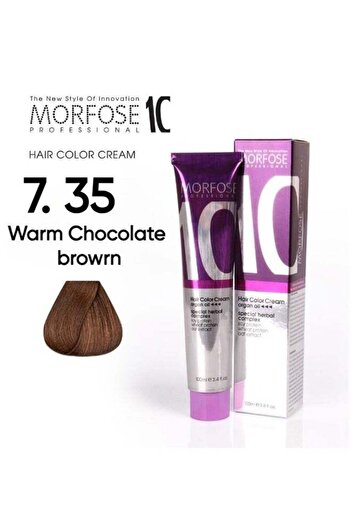 Morfose Morfose 10 Hair Color Cream with Argan Oil - 7.35 Warm Chocolate Brown, 100ml