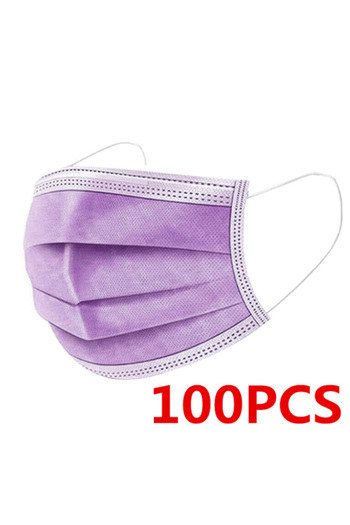 Choice 100PCS-Purple 10/50/100/200PCS Disposable Mask Earloop Pink Bule Black White Mouth Masks 3 Layers Me