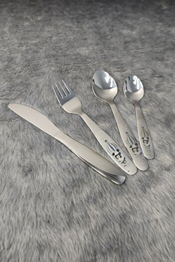 Chavin 304 Steel Panda Printed Children's Spoon and Fork Knife Set Mt150