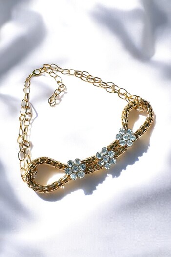 PETEK AKSESUAR Knot Stone Choker Chain Necklace