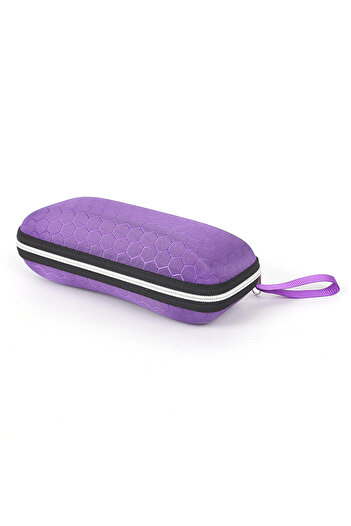 Choice3 Purple Portable Glasses Case For Women Men Sunglasses Box With Lanyard Zipper Eyeglass Case Cover Pr