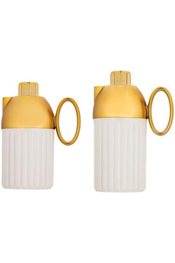 ALSAIF Coffee And Tea Vaccum Flask Set In Ivory/gold / Leak-proof And Keeps Drinks Hot 1.0/0.7 Liter