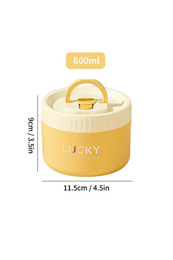 WORTHBUY Yellow 600ml Bento Lunch Box Set, Portable Keep Warm Lunch Container With Insulated Bag, 18