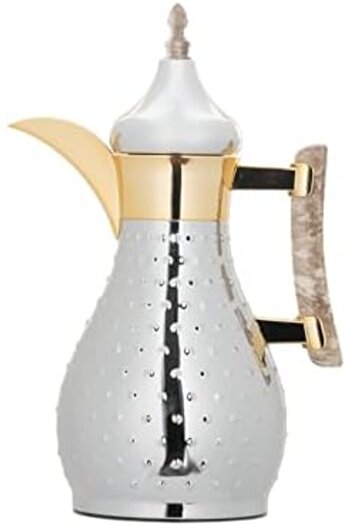ALSAIF Coffee And Tea Vaccum Flask In Chrome/gold / Leak-proof And Keeps Drinks Hot 0.6 Liter