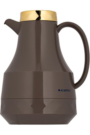 ALSAIF Coffee And Tea Vaccum Flask In Brown/gold / Leak-proof And Keeps Drinks Hot 1 Liter