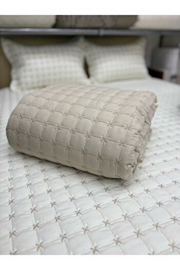 FİBELLA HOME COLLECTİON Tek Kişilik Kapitoneli Yatak Örtüsü Takımı - Pike Takımı - Bej