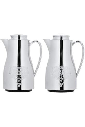 ALSAIF Coffee And Tea Vaccum Flask Set In Chrome / Leak-proof And Keeps Drinks Hot 1.0/1.0 Liter