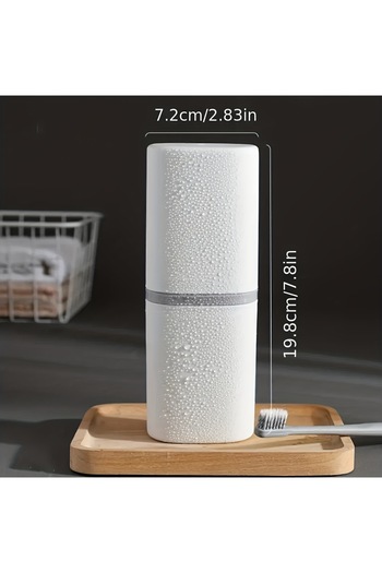 Choice4 Ivory white Portable Travel Mouthwash Cup Scandinavian Style Simple Toothbrush Set Storage Box Large