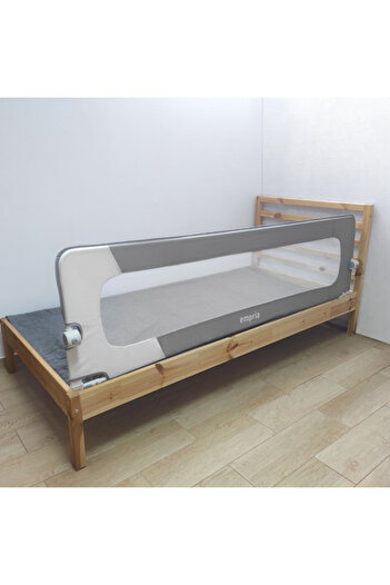 Empria Bariera protectie pat copii, rabatabila, inaltime ajustabila, 180 cm, alb / gri, aparatoare pat bebe