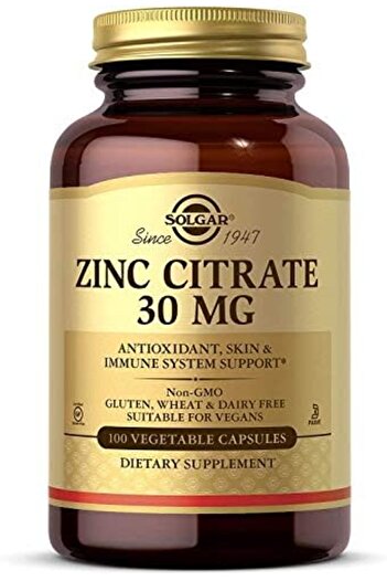 Solgar Zinc Citrate 30 Mg Capsules, 100S