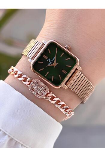 Daniel Klein Steel Cord Angular Case 2 Years Warranty Women Wrist Watch with Bracelet Gift Bfg.10835.6