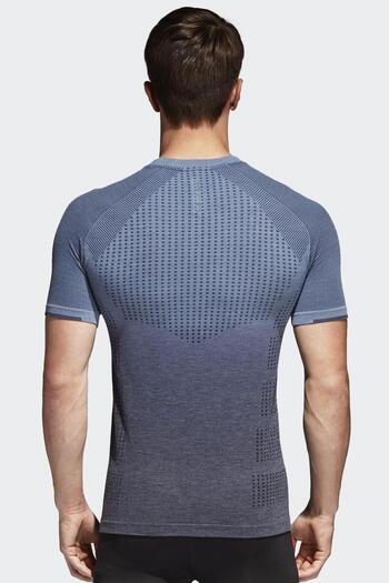 adidas Tricou albastru din lână Primeknit, vopsit în partea de jos