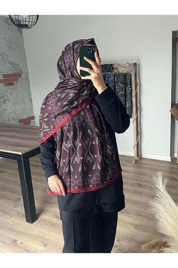 Merwiss Flare Ethnic Pattern Claret Red Shawl