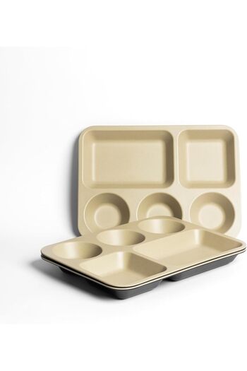 mastergold 4-Piece Divided Melamine Plates (33.8*24.7cm)| Break-Resistant Snack Tray for Nuts, Sauces, Desserts