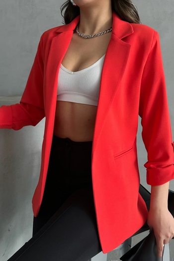 MD trend Women's Sleeve Fold Lined Blazer Jacket
