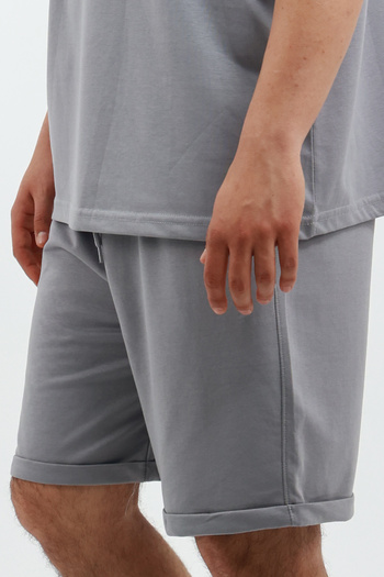 OXVİN Men's Regular Lycra Folded Leg, Pocket Combed Cotton Shorts