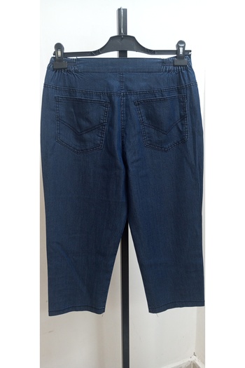 AKŞEN GİYİM LARGE SIZE THIN DENIM FABRIC HIGH WAIST BOL LYCRAL TROPHY STONE AND SEWING DETAIL JEAN CAPRY PANT