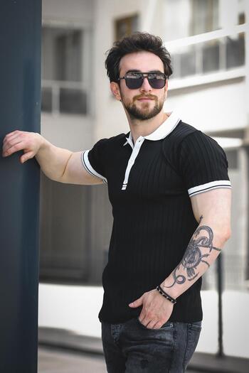 Oksit Ferruc Slim Fit Colorful Polo Neck Knitted Men's Knitwear Tshirt