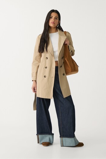 Stradivarius Basic regular fit trench coat with belt
