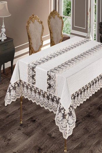 Annalisa Yakamoz Linen French Lace Table Cloth with Box
