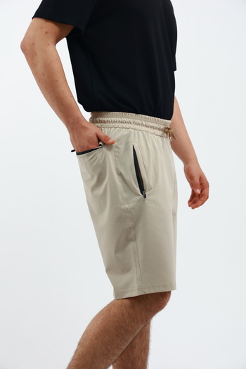 OXVİN Men's Parachute Fabric (Woven) Sports Lycra Bermuda Shorts with Pocket Zipper and Back Pocket