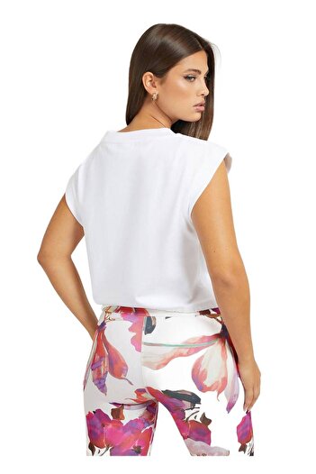 Guess Tricou dama Guess CORINE CROP TEE alb