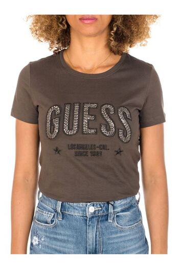 Guess GUESS SS CN MIRELA TEE women's t-shirt brown