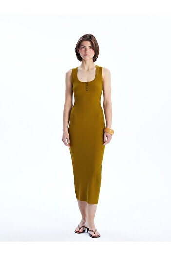 LC Waikiki U Neck Textured Bodycon Dress