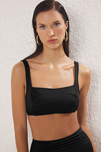 Trendyol Collection Black Shiny Bralette Bikini Top Tbess25Bu00035