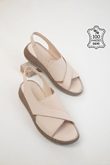 SOHO Beige Genuine Leather Women's Sandals 20561