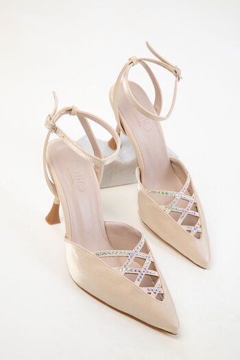 SOHO Beige Satin Women's Classic Heeled Shoes 20460