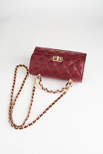 Vivaq Women's Tiny Burgundy Quilted Mini Size Strap Snap Closure Handbag and Shoulder Bag