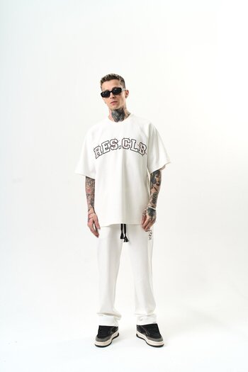 Respire Oversize Men's Tracksuit Suit Ecru Written Res Clb