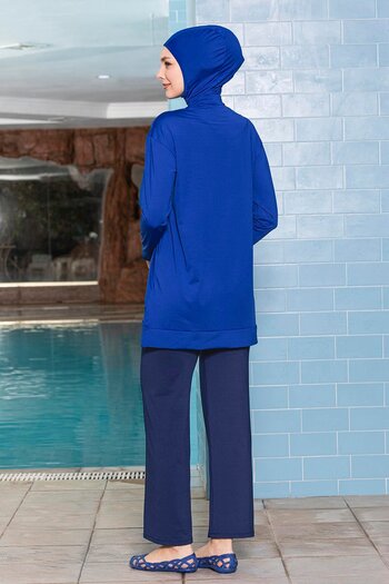 NİSAN LINGERIE Lycra Full Covered Hijab Swimsuit with Front Pocket 1254