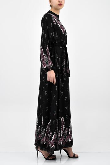 birizmoda Φόρεμα με μοτίβο οθωμανικής μαύρης βισκόζης