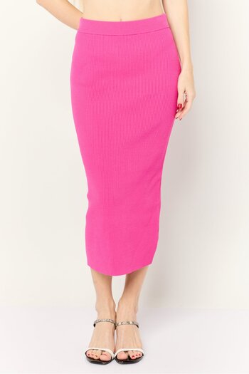 Michael Kors Women Ribbed Midi Pencil Skirt, Pink