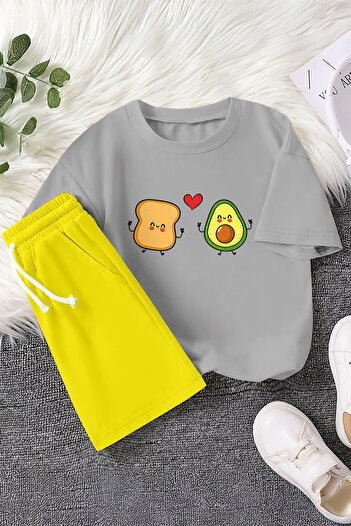 MYADA New Season Avocado and Characters Printed 2-Piece Children's Suit 23468
