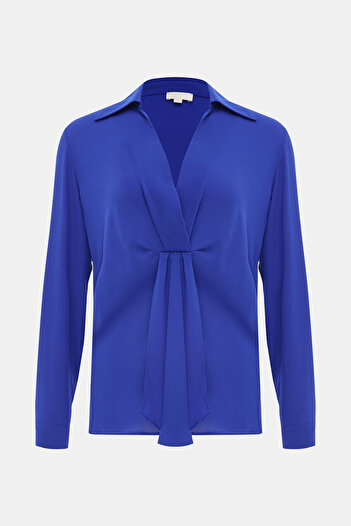 W Collection SAKS KRUVAZE YAKA UZUN KOLLU BLUZ