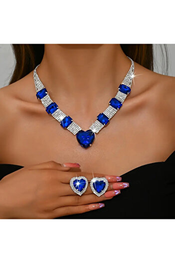 byozanyılmaz Design Pendant Earrings Set with Large Stones