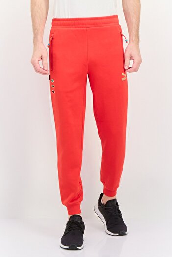 Puma Men Relaxed Fit Training Sweatpants, Red/White