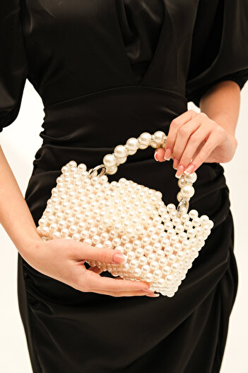 ROZA CANTA Women's Pearl-Beading Evening Dress Wedding Bag