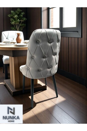 NUNKA HOME Tekli Modern Açık Gri Babyface Kumaş Sandalye Siyah Ayaklı Şık Tasarım