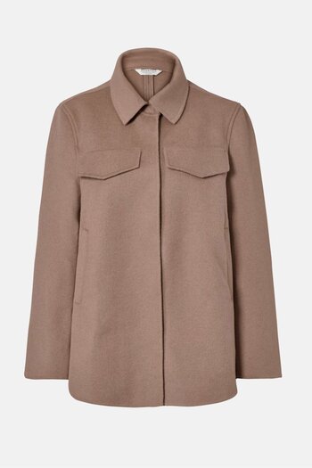 Tchibo Women Wool Jacket With Cashmere Coat, Light Brown