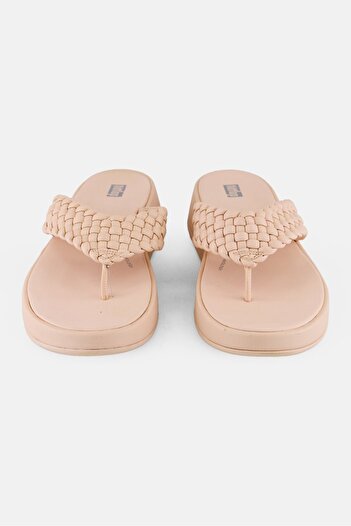 Fitflop Women Mode Woven Open Toe Slip On Sandal, Light Pink