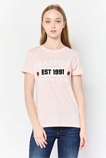 Marvel Women Crew Neck Short Sleeve Graphic Print T-Shirt, Pink
