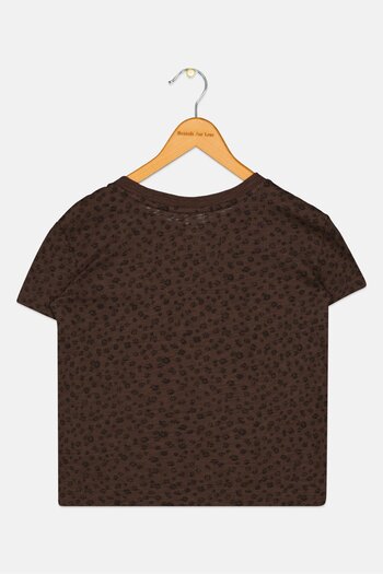 GAP Kids Girl Floral Pattern Pocket T-Shirt, Coffee Brown