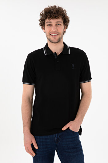 U.S. Polo Assn. Erkek Regular Fit Polo Yaka Siyah Basic Tişört 50306011-VR046