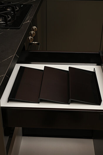 color house 3 Pieces In-Drawer Spice Organizer Stand Kitchen Cabinet Organizer (Black Color) Z305