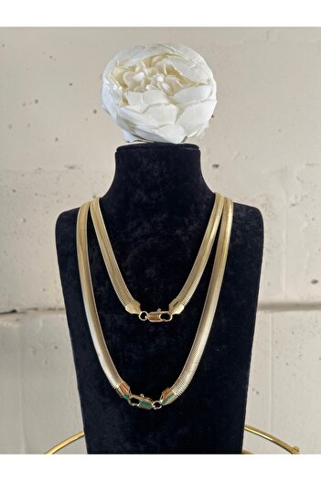 XUPING JEWELRY 14 K Altın Kaplama Balık Sırtı Kolye 45 Cm